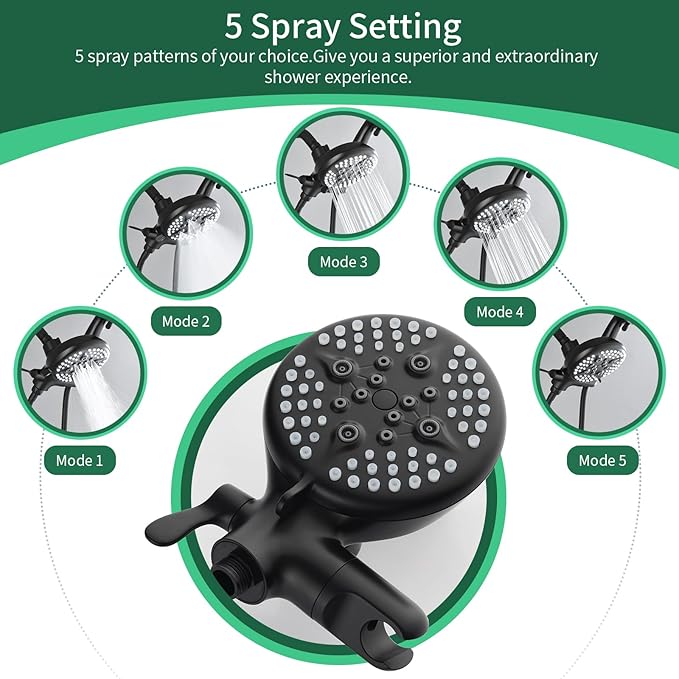 3 Handle Tub Shower Faucet Set Shower System with Tub Spout Bathtub Faucet Set Shower Tub Combo Set Complete Tub and Shower Trim Kit Matte Black