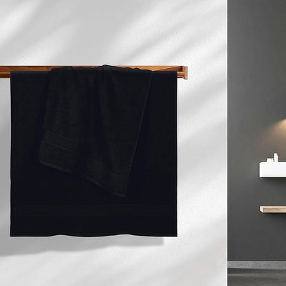 Elvana Home Cotton 2 Pack Oversized Bath Towel Set 28x55 inches, Large Bath Towels, Ultra Absorbant Compact Quickdry & Lightweight Towel, Ideal for Gym Travel Camp Pool - Black