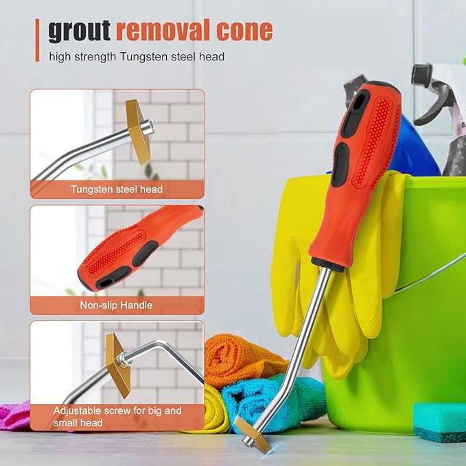 Caulking Tool Kit, Matework Stainless Steel Caulk Remover Caulking Tool Set with Cut Resistant Gloves, Scraper, Silicone Caulking Tools, 4 in 1 Caulking Finishing Tool for Bathroom Kitchen Living Room