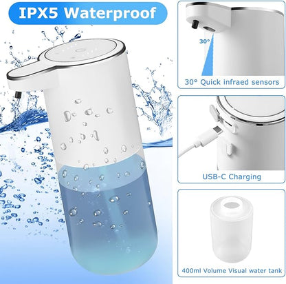 2 Pack Soap Dispenser,Automatic Liquid Soap Dispenser Touchless,13.5oz/400ml USB Rechargeabled Wall Mounted Smart Soap Dispenser for Bathroom Kitchen Set New