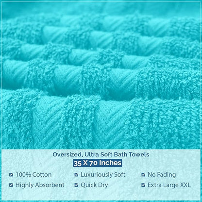 DAN RIVER 2 Pack Luxury Bath Sheets 35x70, 600 GSM, Soft & Quick Dry 100% Ring Spun Cotton Towels Ideal for Hotels, Spas, Gyms & Salons Extra Large, Turquoise