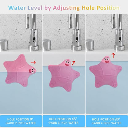 Bathtub Overflow Drain Cover, Silicone Tub Overflow Drain Cover, Soak Bathtub Drain Cover Stopper with Suction Cups, Cute Bathroom Spa Accessories Adds Inches of Water for Deeper Bath (Pink)