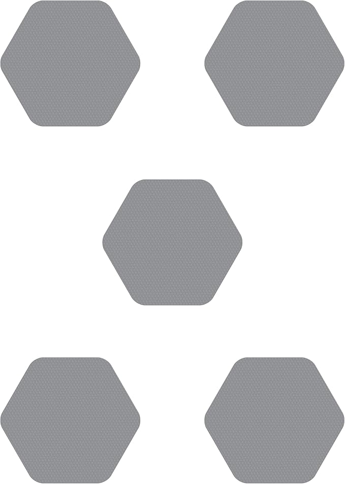 Kahuna Grip Bathtub Bath and Shower 5¼" Hexagon Non-Slip Traction Treads (Gray)