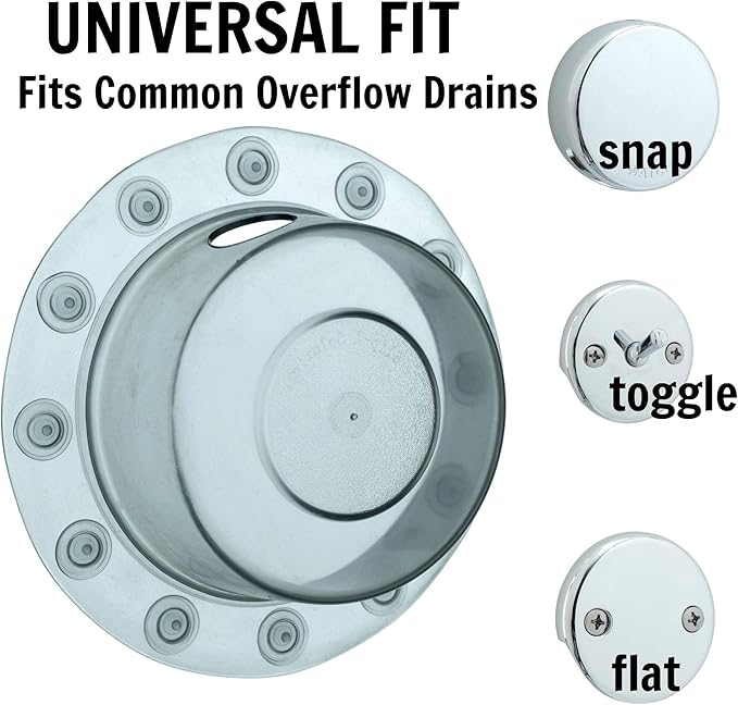 SlipX Solutions Bottomless Bath Overflow Drain Cover for Tub, Adds Inches of Water to Bathtub for a Warmer Deeper Bath, Spa Accessories, Drain Block, Water Stopper Plug (4 inch Inner Diameter, Gray)