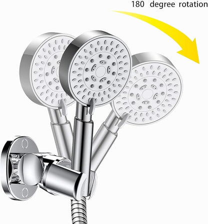 Shower Head Holder Wall Mounted, Screw Mounted Shower Spray Holder, Adjustable Handheld Shower Head Bracket, Shower Holder for Universal Wall Bathroom with Wall Anchors and Screws (Chrome Polished)