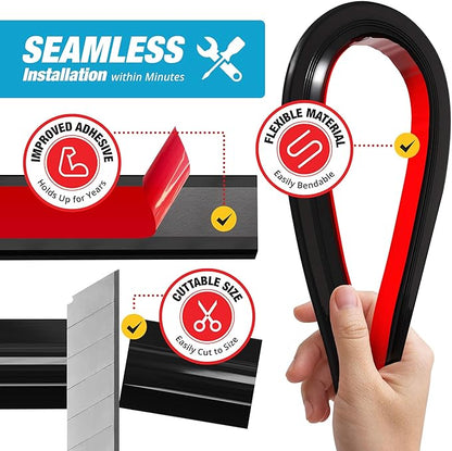 Shower Threshold Water Dam Barrier 67" - Black Collapsible Shower Water Blocker - Shower Guard for Walk in Shower - Water Guard Stopper for Floor - Shower Dam - 1.5" Tall - By Hippo Dam