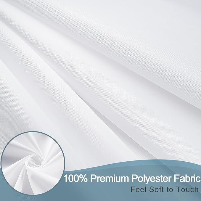 AooHome White Stall Size Bathroom Curtain for Hotel, Fabric Shower Liner with Hooks for Hotel, Water Repellent, 54 Width x 72 Height Inch
