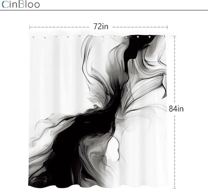 Cinbloo Extra Long Black and White 72Wx84H Shower Curtain Abstract Marble Modern Neutral Ombre Grey Minimalist Bathroom Curtain Set Elegant Chic Simple Ink Texture Bath Bathroom Accessories Decor