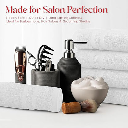 RIVERSIDE Pack of 24 Salon Towels Set – 16 x 26 Inches, 100% Ring Spun Cotton Highly Absorbent and Quick Dry Towels for Salon, Hand, Barber, Gym, Home & Hair Care, White