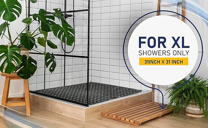 ENKOSI Extra Large Square Non Slip Shower Mat - 31 x 31-inch XL Bathroom Shower Mat - Square Shower Matts for Shower Stall Floors | Secure Suction Cups and Drain Holes (31x31 Pink)