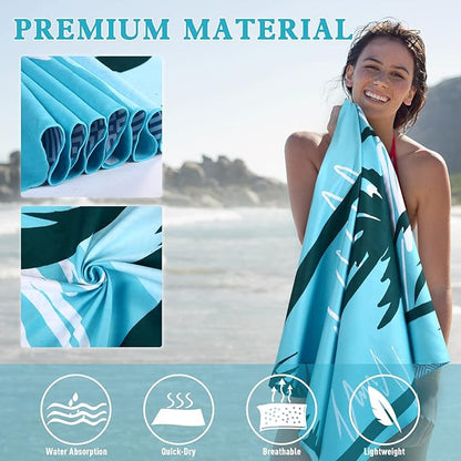 2 Pack Oversized Microfiber Pool Towel, 75'x 35', Sand-Free, Quick Drying, Super Absorbent