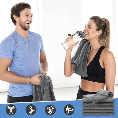 24 Pack Gym Towels Set - Highly Absorbent and Quick Drying Microfiber Salon Towels, Premium Hand Cloths for Bathroom, Gym, Shower, Hotel, and Spa - 16x27 inch (Grey)