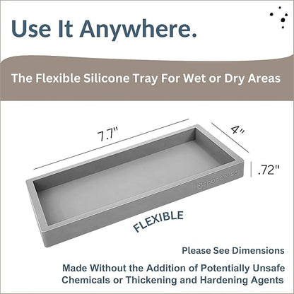 Countertop and Vanity Tray - Small 7.7" Silicone Tray for Soap Dispenser Bottles, Bathroom Trays, Kitchen Sink Soap Trays, Sink Caddy Kitchen Sinks Organizer, Soaps Dish & Sponge Holder Mat