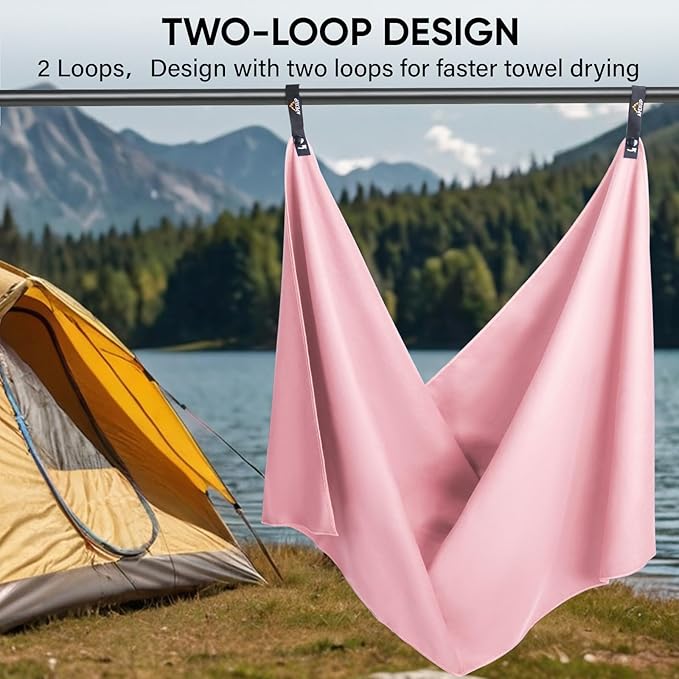 APEXUP Microfiber Travel Towel, Ultra Absorbent Quick Dry Towels, Lightweight Gym Sports Camping Towel for Workout, Yoga, Beach, Shower, Swimming (72"×40", Pale Rose)