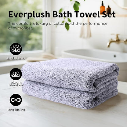 Everplush 6-Piece Premium Bath Towel Set – Plush Jacquard Luxury Towels, Highly Absorbent & Quick-Drying, with Bath Sheets, Hand Towels & Washcloths for Bathroom/Travel