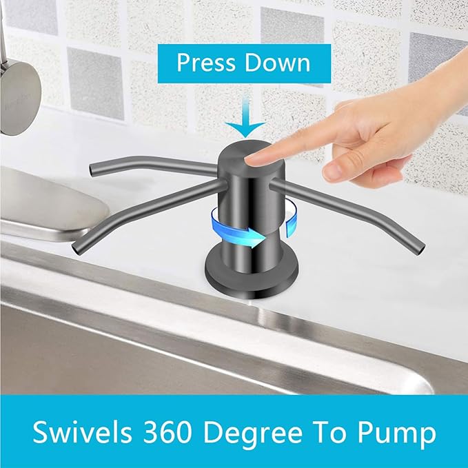 Soap Dispenser for Kitchen Sink, Kichen Sink SoapDispenser, 47" Extension Tube kit, Under Sink SoapDispenser Pump, No Need More Refills, Good Suction Power, Gray
