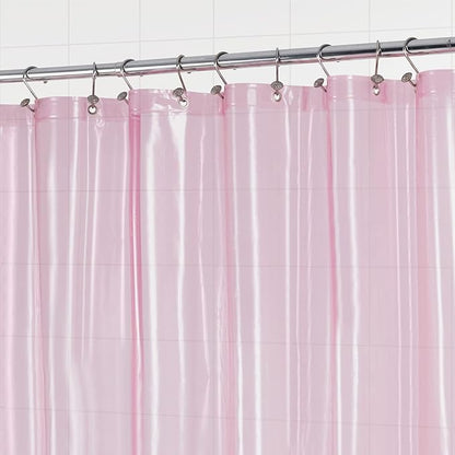 Barossa Design Extra Long Clear Pink Shower Curtain Liner with 3 Magnets - 72" x 84" XL, Waterproof PEVA Lightweight Shower Liner for Bathroom, PVC Free, Metal Grommets - Clear Pink, 72x84