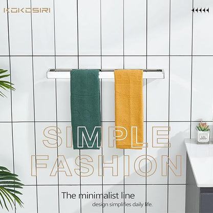 KOKOSIRI Towel Holder Chrome Bath Towel Bar Rack 20-Inch Kitchen Holder Polished Stainless Steel for Bathroom Hardware Wall Mounted, 1 Pack B4008CH-L20