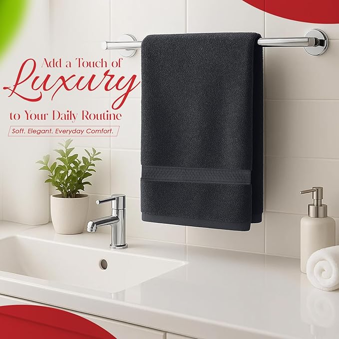 RIVERSIDE 6 Pack Premium Hand Towels Set, 16x28 inches, 100% Ring Spun Cotton, 600 GSM, Soft, Quick Dry and Highly Absorbent, Towels for Bathroom, Kitchen, Gym, Spa - Charcoal