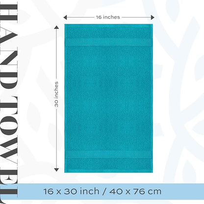 White Classic Luxury Aqua Hand Towels - Soft 100% Turkish Cotton | Highly Absorbent Hotel spa Bathroom Towel Collection | 16x30 Inch | Set of 6