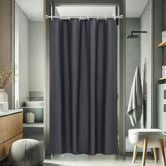 AooHome Fabric Shower Curtain 48 Width x 72 Height Inch, Solid Color Bath Curtain with Hooks for Hotel, Water Repellent, Dark Grey