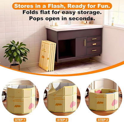 Portable Bathtub for Kids 27.5"x31.5" Collapsible Cold Plunge Bathtub Foldable No Installation Ice Bath Tub for Shower Stall, Bathroom Hot SPA Soaking Standing Tub