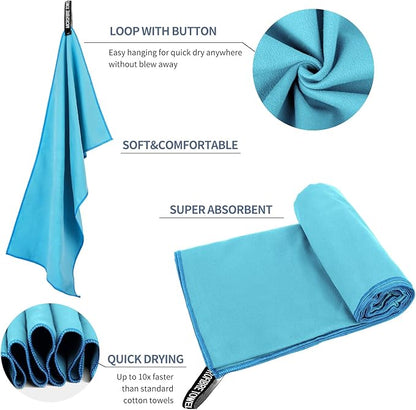 Microfiber Travel Towel, Soft Lightweight Quick Dry Towel, Super Absorbent Compact Travel & Sports & Beach Towels for Camping, Backpack, Gym, Swimming, Yoga, Hiking (XL:30"×60" -MarineBlue)