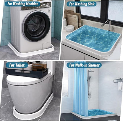 3" High Shower Threshold Water Dam 67" Long Collapsible Shower Water Splash Guard Self-adhesive Shower Barrier Bath Water Stopper To Keep Dry and Wet Separation Bathroom Kitchen (5.6Ft)
