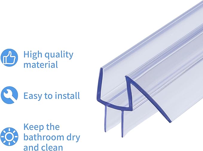 2-Pack ShowerDoor Bottom Seal 3/8" x 39" Polycarbonate Frameless Ultra Clear Shower Door Seal Strip for Glass Doors Stop Leaks and Create a Water Barrier Replacement Shower Cubicle