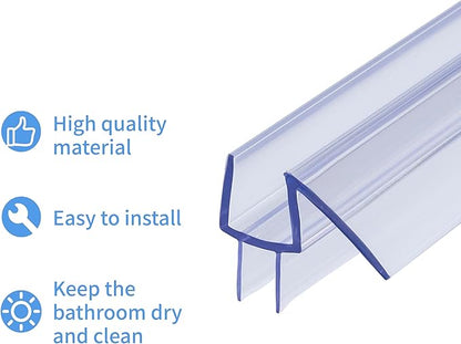 2-Pack ShowerDoor Bottom Seal 3/8" x 39" Polycarbonate Frameless Ultra Clear Shower Door Seal Strip for Glass Doors Stop Leaks and Create a Water Barrier Replacement Shower Cubicle