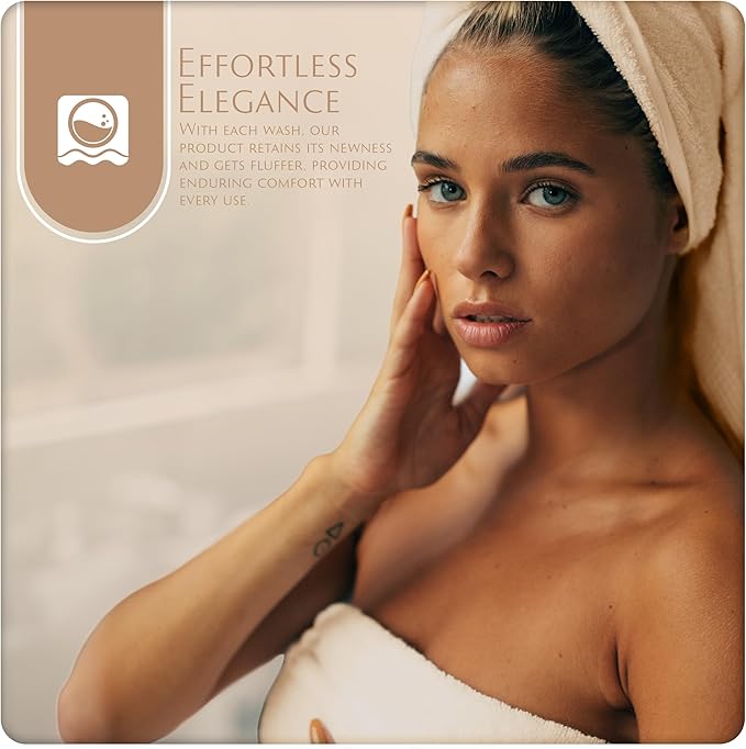 MAURA Basics Bath Towel Sets for Bathroom with Hanging Hook Loops. 2 Bath Towels, 2 Hand Towels, 2 Washcloths, Soft, Durable, Long Lasting and Absorbent Towels Set, Cream