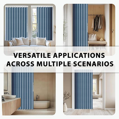 Accordion Door Curtain Set - 100% Blackout, with Curtain Rod Included, for Bedroom Privacy Protection (Blue-43 W x 78" L+Rod)