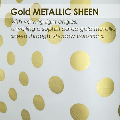 Plastic Shower Curtain Liner, Waterproof Printed PEVA Shower Curtain with Design, Golden Polka Dots Pattern, Rustproof Grommets, Standard Size 70x72 Bathtub Curtain for Bathroom (Pack of 1)