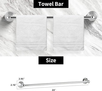 4 Piece Bathroom Hand Towel Holder Set, Adjustable Towel Racks for Bathroom Wall Mounted, Stainless Steel Chrome Towels Bar, 24 Inch Bath Room Accessories Set