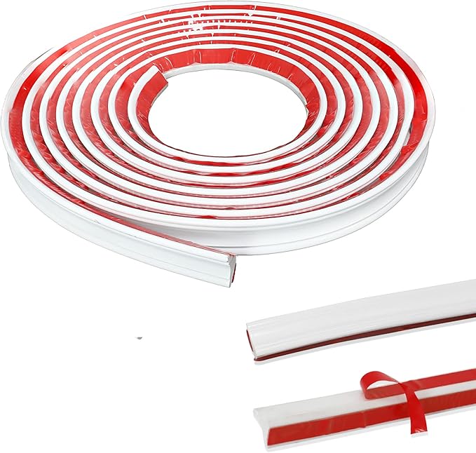 Flexible Trim Caulk Strip Wall Moulding Trim, 1 in x10 Ft Peel and Stick Trim for Wall Corner Deco, Ceiling, Backsplash Tile Edge, Countertops, Baseboard, Floor(White)