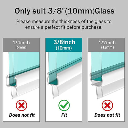 Shower Door Seal, 3/8" X 36" Glass Door Bottom Seal, Ultra Clear Frameless Shower Doors Strip, Stop Shower Leaks and Create a Water Barrier for 3/8 Inch (10mm) Glass, Single Pack