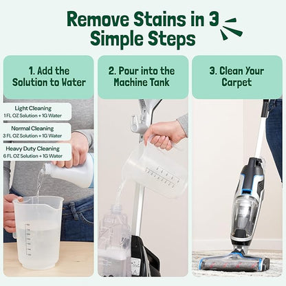 Sunny & Honey Carpet Shampoo & Cleaning Solution - 32 Fl Oz Spring Mint Scent - Pet Carpet Cleaner Machine Solution - Rug & Upholstery Cleaner - Stain Remover & Odor Deodorizer