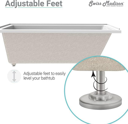 Swiss Madison Well Made Forever SM-DB570, Voltaire 60"x36" Acrylic Drop-in Bathtub, White