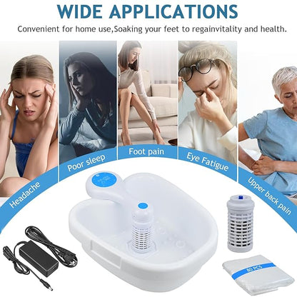 Ionic Foot Bath Detox Machine 3.0, Ionic Foot Spa for Home Detox with an Auto Start-Stop Control Unit, 2 Powerful Arrays, Foot Soaking Tub & 80 Liners