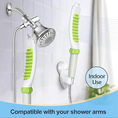 Dog Shower Attachment, Rubber Dog Grooming Bath Brush for Long & Short Haired Dogs and Cats, Pet Hair Scrubber For Washing, Deshedding, Massage, Stainless Steel Shower Hose