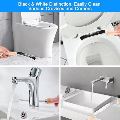 Curved Toilet Bowl Brush and Crevice Cleaning Brushes Set, Bathroom Cleaning Scrub Brush with Long Handle, Toilet Scrubber Brush with Small Gap Brushes Kit for Household Deep Cleaning (3 PCS)