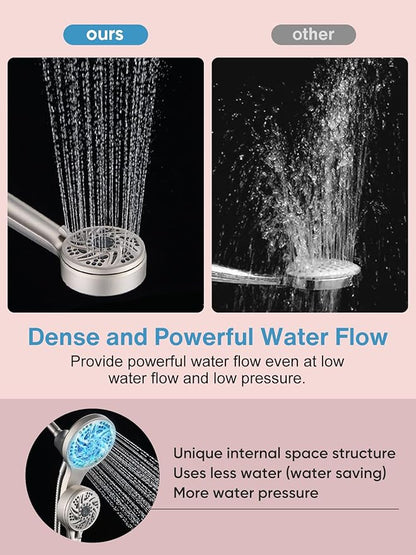 Cobbe High Pressure 3-Way Shower Head Combo, Hand Held Shower & Rain Shower Separately or Together, Dual 2 in 1 Showerhead with Stainless Steel Hose - Brushed Nickel