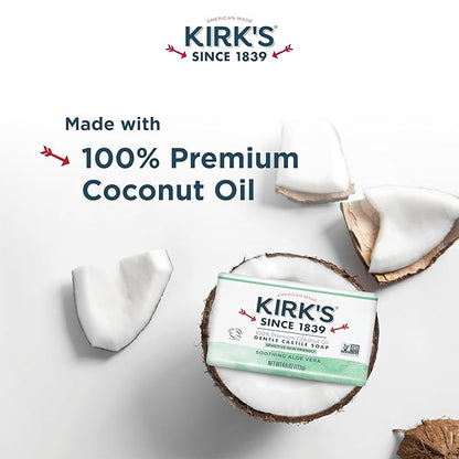Kirk's Natural Original Coco Castile Soap with Aloe Vera, Pack of 3
