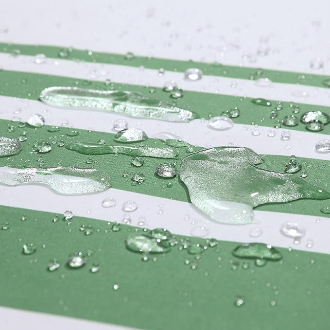 Green and White Striped Shower Curtain 72x72 Inches, Waterproof Fabric with Modern Gradient Lines, 12 Rustproof Grommets & Weighted Hem