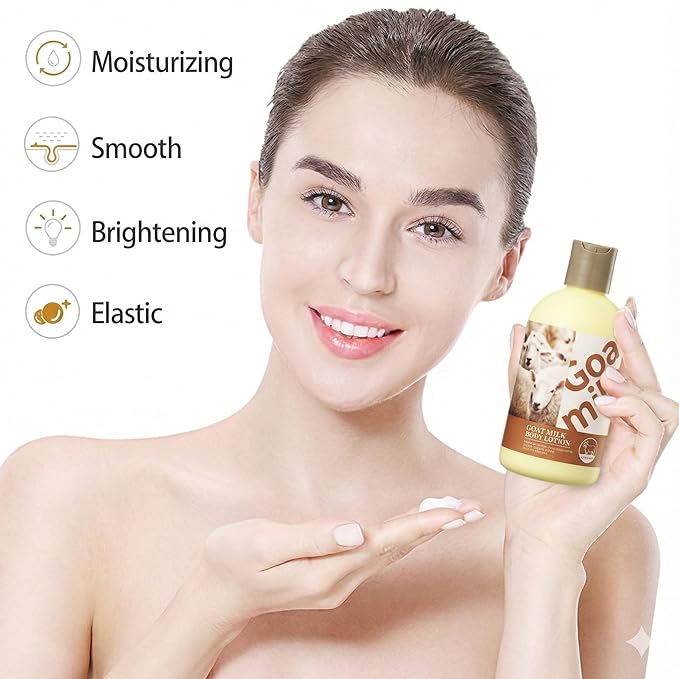 Goat Milk Body Lotion for Dry Sensitive Skin - [250ml] Natural Moisturizing Cream with Lactic Acid - Soothing & Softening Daily Moisturizer for Rough Skin - Non-Greasy Formula