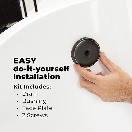 Dorence Lift and Turn Bathtub Drain Assembly Conversion Kit - Trim Waste; Single Hole Overflow Face Plate - All Brass Construction Bathtub Parts - Oil Rubbed Bronze Bathroom Tub Stopper