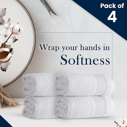 HALLEY Turkish Cotton Towels (Pack of 4) Hand Towels Super Soft Highly Absorbent 100% Cotton Towels for Bathroom and Kitchen for Mother’s Day (White)