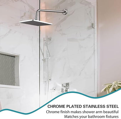 16 Inch Shower Arm with Flange,Stainless Steel 90 Degree Rain Shower Head Extension Arm,Wall-Mounted Shower Head Arm for Fixed Shower Head,Brushed Nickel