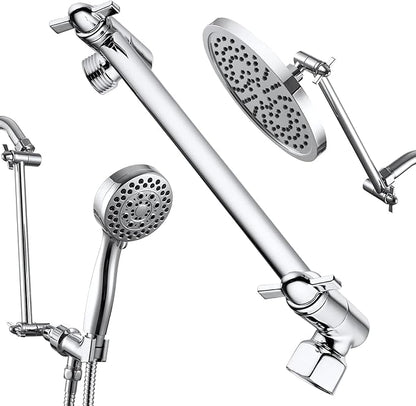 Chrome Shower Head Extension, 10 Inch Solid Brass Shower Extension Arm with Durable Anti-leak Lock Joints, Adjustable Shower Head Extension Arm