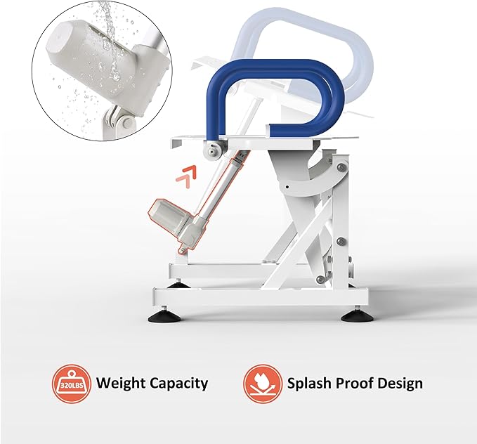 MCombo Electric Toilet Seat Lift with Padded Arms for Elderly and Disabled, Power Toilet Incline Lift in Bathroom, Support to 320lbs, SEC212W
